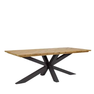 Table à manger de jardin rectangulaire teck et métal L200 CAP FERRET - HELLIN