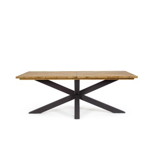 Table à manger de jardin rectangulaire teck et métal L200 CAP FERRET - HELLIN