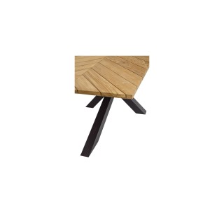Table à manger de jardin rectangulaire teck et métal L200 CAP FERRET - HELLIN