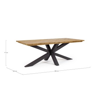 Table à manger de jardin rectangulaire teck et métal L200 CAP FERRET - HELLIN