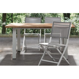 Table à manger de jardin rectangulaire en acacia et métal L160 OLERON - HELLIN