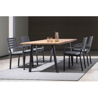 Table à manger de jardin rectangulaire en acacia et métal L160 OLERON - HELLIN