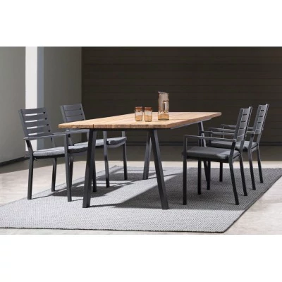 Table à manger de jardin rectangulaire en acacia et métal L160 OLERON - HELLIN