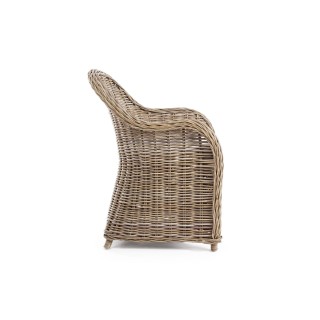 Fauteuil à accoudoirs en rotin naturel et coussin en coton SAINT TROPEZ - HELLIN