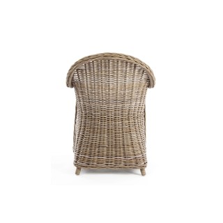 Fauteuil à accoudoirs en rotin naturel et coussin en coton SAINT TROPEZ - HELLIN