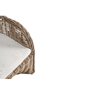 Fauteuil à accoudoirs en rotin naturel et coussin en coton SAINT TROPEZ - HELLIN