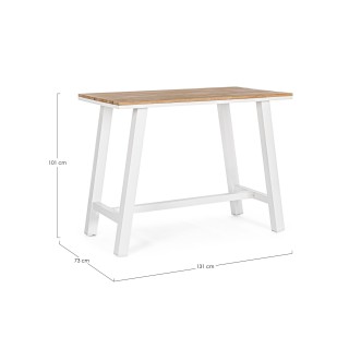 Table bar de jardin en métal blanc L131 BAYONNE - HELLIN