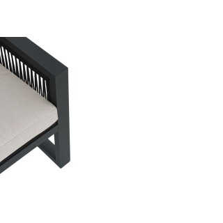 Salon de jardin métal gris 4 places et table basse (set de 4) QUIBERON - HELLIN