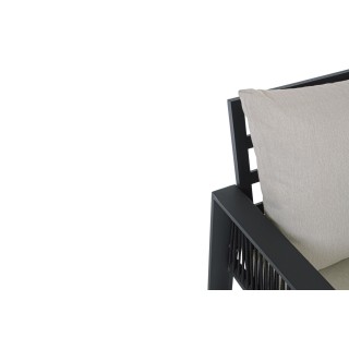 Salon de jardin métal gris 4 places et table basse (set de 4) QUIBERON - HELLIN