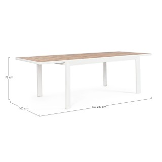 Table à manger de jardin extensible en métal L160/240 FREJUS - HELLIN