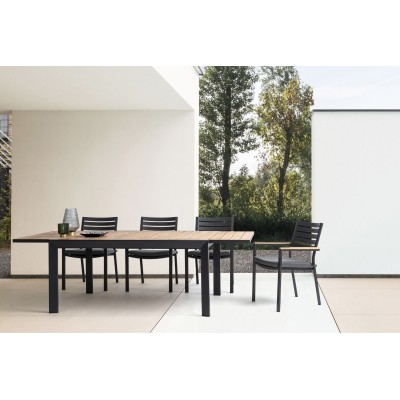 Table à manger de jardin extensible en métal L160/240 FREJUS - HELLIN