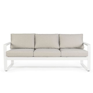 Canapé de jardin 3 places en métal et coussins tissu ETRETAT - HELLIN