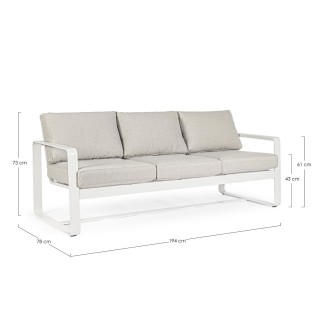 Canapé de jardin 3 places en métal et coussins tissu ETRETAT - HELLIN