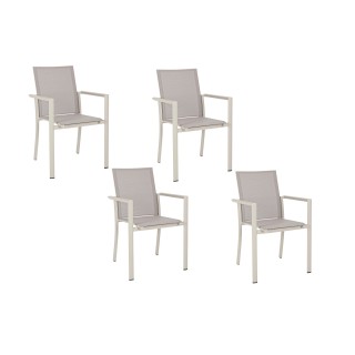 Chaise de jardin à accoudoirs métal et textilène (lot de 4) CASSIS - HELLIN