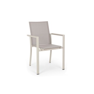 Chaise de jardin à accoudoirs métal et textilène (lot de 4) CASSIS - HELLIN