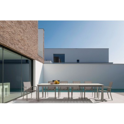 Chaise de jardin à accoudoirs métal et textilène (lot de 4) CASSIS - HELLIN