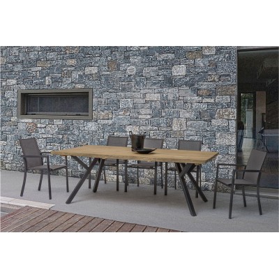 Chaise de jardin à accoudoirs métal et textilène (lot de 4) CASSIS - HELLIN