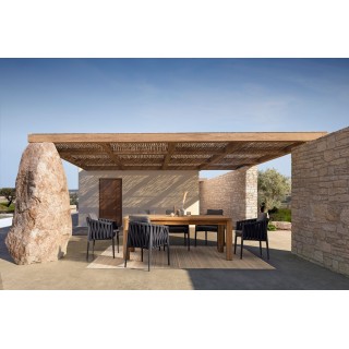 Table à manger de jardin rectangulaire en teck recyclé L200 PORQUEROLLES - HELLIN