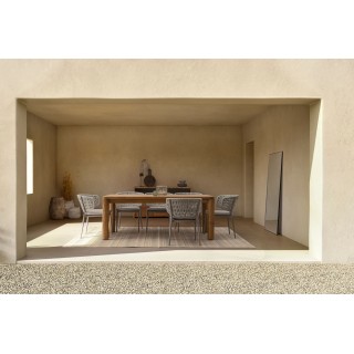 Table à manger de jardin rectangulaire en teck recyclé L200 PORQUEROLLES - HELLIN