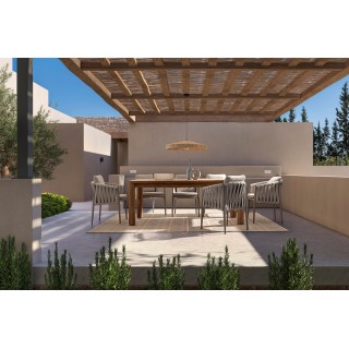 Table à manger de jardin rectangulaire en teck recyclé L200 PORQUEROLLES - HELLIN