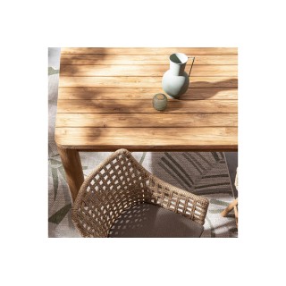 Table à manger de jardin rectangulaire en teck recyclé L200 PORQUEROLLES - HELLIN