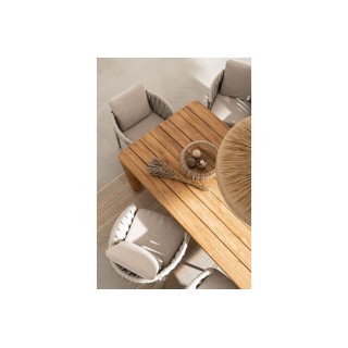 Table à manger de jardin rectangulaire en teck recyclé L200 PORQUEROLLES - HELLIN