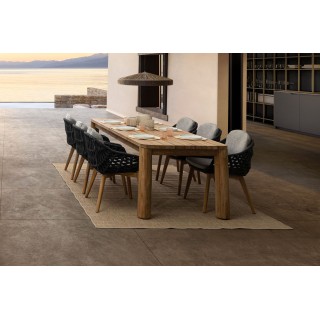 Table à manger de jardin rectangulaire en teck recyclé L240 PORQUEROLLES - HELLIN