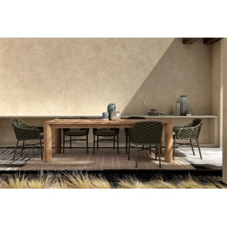 Table à manger de jardin rectangulaire en teck recyclé L240 PORQUEROLLES - HELLIN