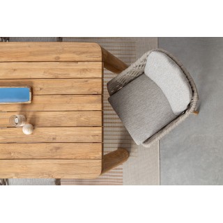 Table à manger de jardin rectangulaire en teck recyclé L240 PORQUEROLLES - HELLIN