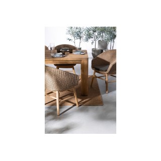 Table à manger de jardin rectangulaire en teck recyclé L240 PORQUEROLLES - HELLIN