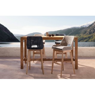 Table haute de jardin rectangulaire en teck recyclé L180 NAXOS - HELLIN