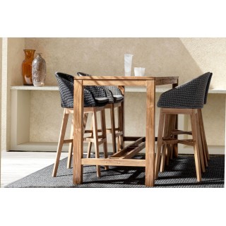 Table haute de jardin rectangulaire en teck recyclé L180 NAXOS - HELLIN