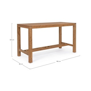 Table haute de jardin rectangulaire en teck recyclé L180 NAXOS - HELLIN