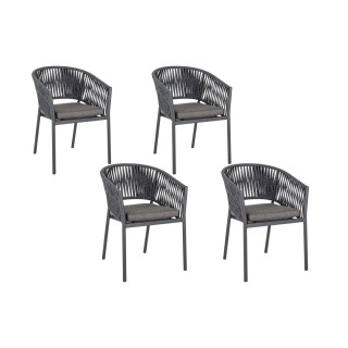 Chaise de jardin en métal et polypropylène (lot de 4) CANNES - HELLIN