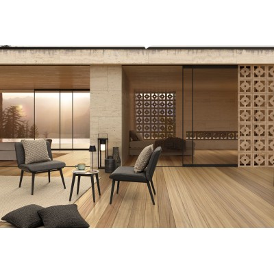 Salon de jardin en aluminium et coussins en toile (set de 3) ST VALERY - HELLIN