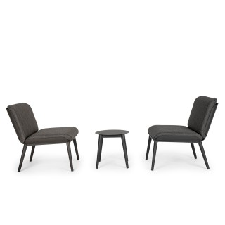 Salon de jardin en aluminium et coussins en toile (set de 3) ST VALERY - HELLIN