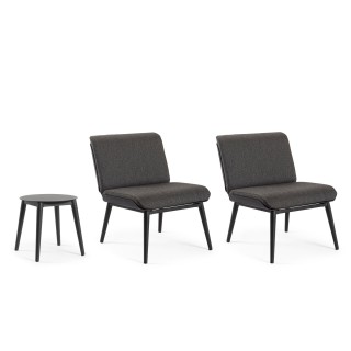 Salon de jardin en aluminium et coussins en toile (set de 3) ST VALERY - HELLIN