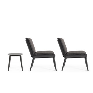 Salon de jardin en aluminium et coussins en toile (set de 3) ST VALERY - HELLIN