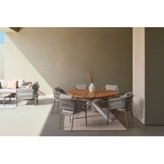 Table à manger de jardin triangulaire en teck et métal L160 CAP FERRET - HELLIN