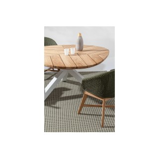 Table à manger de jardin triangulaire en teck et métal L160 CAP FERRET - HELLIN