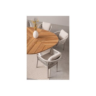 Table à manger de jardin triangulaire en teck et métal L160 CAP FERRET - HELLIN