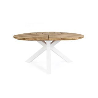 Table à manger de jardin triangulaire en teck et métal L160 CAP FERRET - HELLIN