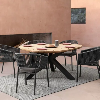 Table à manger de jardin triangulaire en teck et métal L160 CAP FERRET - HELLIN