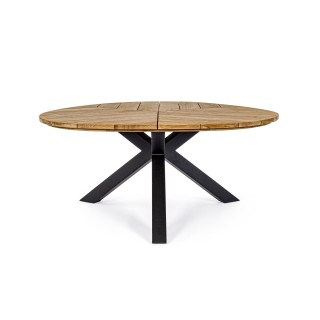 Table à manger de jardin triangulaire en teck et métal L160 CAP FERRET - HELLIN