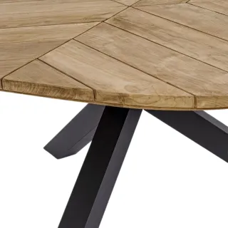 Table à manger de jardin triangulaire en teck et métal L160 CAP FERRET - HELLIN
