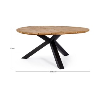 Table à manger de jardin triangulaire en teck et métal L160 CAP FERRET - HELLIN