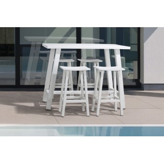 Tabouret de bar de jardin en métal blanc H71  BAYONNE - HELLIN