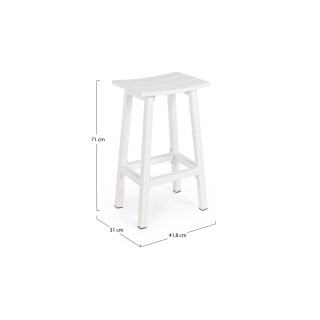Tabouret de bar de jardin en métal blanc H71  BAYONNE - HELLIN