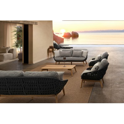 Table basse de jardin rectangulaire en teck L120 BREHAT - HELLIN