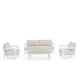 Salon de jardin en aluminium et coussins en toile (set de 4)  ARCACHON - HELLIN